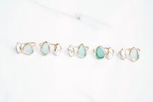 Load image into Gallery viewer, Gold Sea Glass & White Turquoise 'Kaikaina' Ring