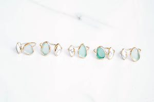 Gold Sea Glass & White Turquoise 'Kaikaina' Ring