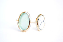Load image into Gallery viewer, Gold Sea Glass & White Turquoise 'Kaikaina' Ring