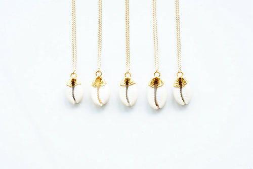 Cowrie Necklace - 24k Gold Dipped Hawaiian Shell Jewelry