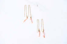 Load image into Gallery viewer, Pink Coral Branch Threader Earrings