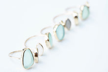 Load image into Gallery viewer, Gold ‘Kaikaina’ Sea Foam Green Sea Glass Ring