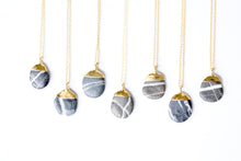 Load image into Gallery viewer, Gold Dipped Zebra Sea Stone Necklace

