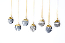 Load image into Gallery viewer, Gold Dipped Zebra Sea Stone Necklace