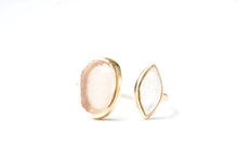Load image into Gallery viewer, Gold ‘Kaikaina’ Pink Sea Glass & Moonstone Ring