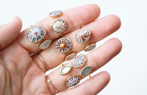 Solid Gold ‘Kaikaina’ Opihi and Gemstone Ring