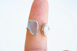 Gold Sea Glass & White Turquoise 'Kaikaina' Ring