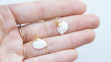 Load image into Gallery viewer, White Mini Scallop Threader Earrings
