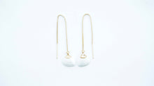 Load image into Gallery viewer, White Mini Scallop Threader Earrings
