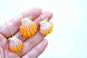 24k Gold-Dipped Natural Sunrise Shell Pair Necklace