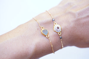 Minimal Opihi and Sea Glass Bracelet
