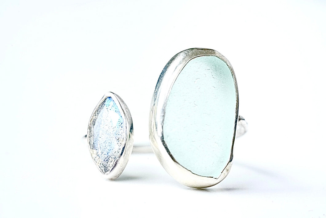 Sterling Silver ‘Kaikaina’ Sea Glass Ring