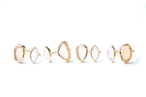 Gold ‘Kaikaina’ Pink Sea Glass & Moonstone Ring