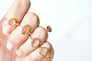 Gold ‘Kiyomi’ Pink Sea Glass Ring